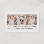 Modern Elegant White Chic Gold Lines Photography Business Card at Zazzle