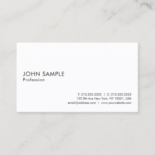 Modern Elegant White Clean Plain Professional Business Card