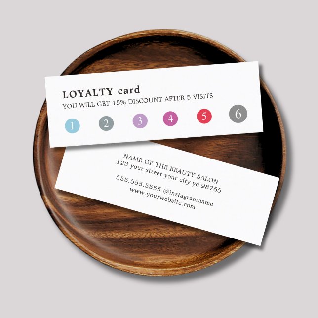 Modern Elegant White Colorful Punch Beauty Salon Loyalty Card (Creator Uploaded)