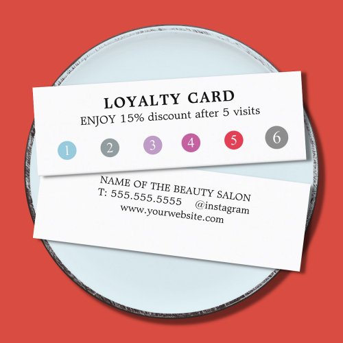 Modern Elegant White Colorful Punch Beauty Salon Loyalty Card