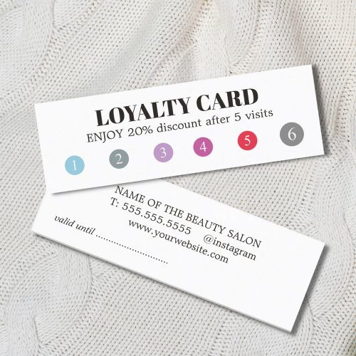 Modern Elegant White Colorful Punch Beauty Salon Loyalty Card