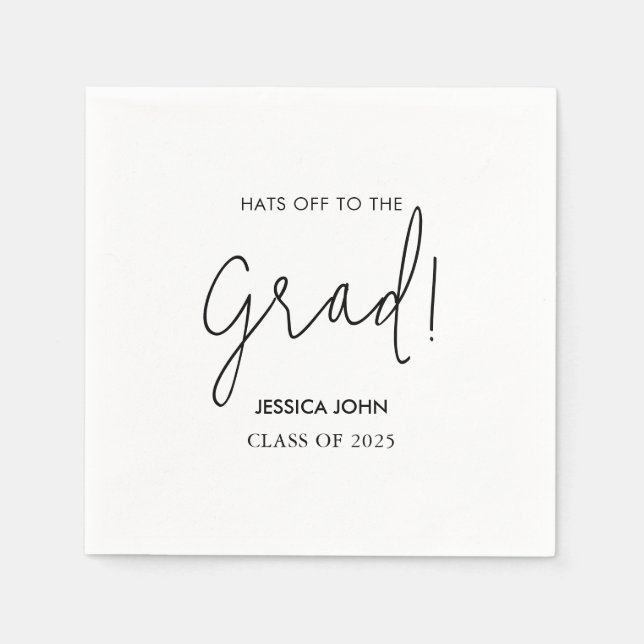 Modern Elegant White Congratulations Graduation  Napkins (Front)