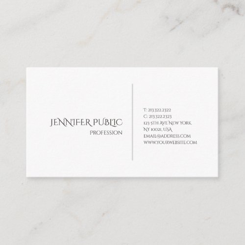 Modern Elegant White Creative Minimalistic Design Business Card