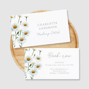 Modern Elegant White Daisy Floral Trendy Business Card