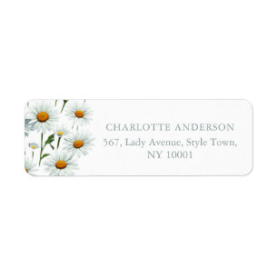 Modern Elegant White Daisy Floral Trendy Business Label