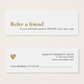 Modern Elegant White Faux Gold Beauty Referral (Front & Back)