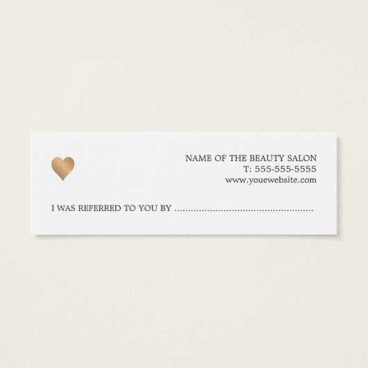 Modern Elegant White Faux Gold Beauty Referral (Back)