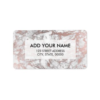 Modern Elegant White Faux Rose Gold Marble Label by pink_water at Zazzle