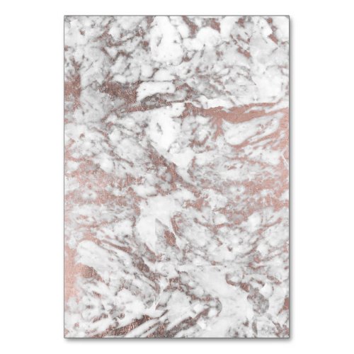Modern elegant white faux rose gold marble table number