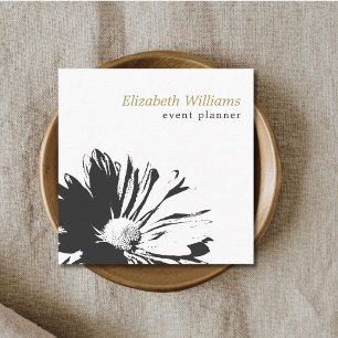 Modern Elegant White Floral Pattern Florist Square Business Card