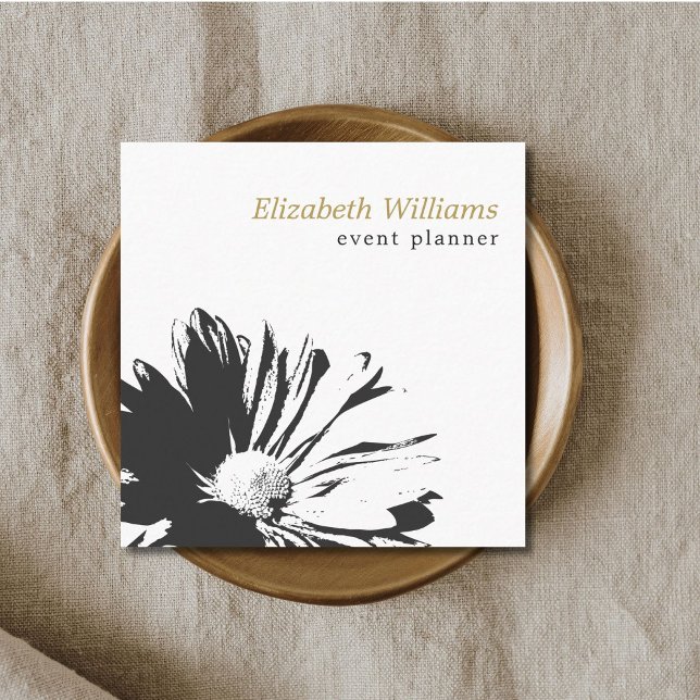 Modern Elegant White Floral Pattern Florist Square Business Card (Creator Uploaded)