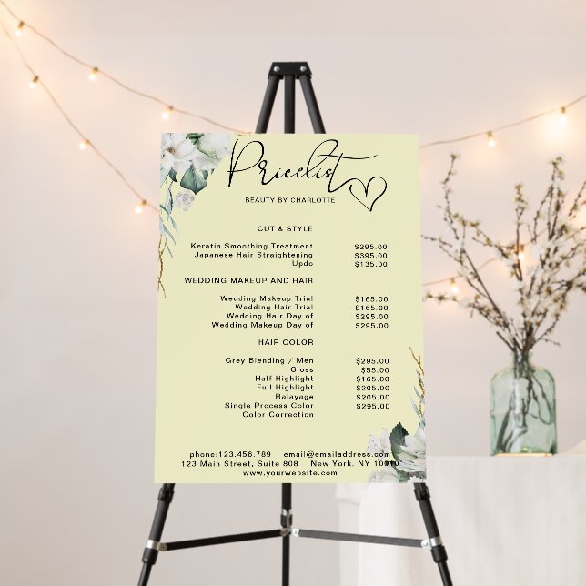 Modern,  elegant white flowers , price list foam board (In Situ (Stand))