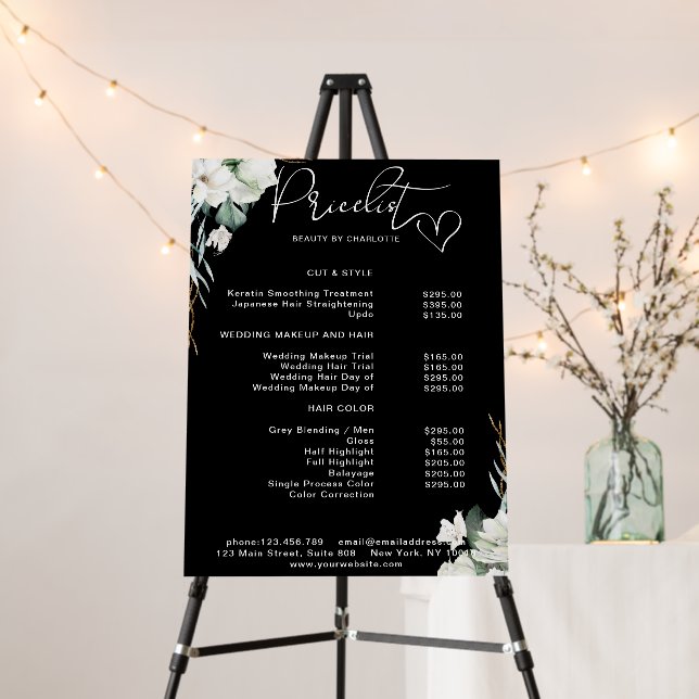 Modern,  elegant white flowers , price list foam board (In Situ (Stand))