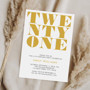 Modern Elegant White Gold Bold Typography Invitation