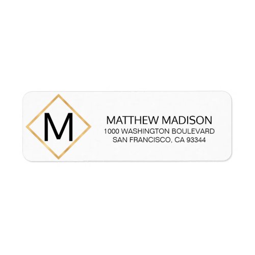 Modern Elegant White Gold Frame Monogram Initials Label