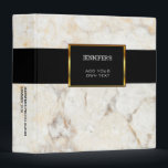 Modern elegant white gold marble black personal 3 ring binder<br><div class="desc">Modern elegant,  white gold marble and black patterned personal binder.
You can easily change the the text at the front and at the spine.</div>