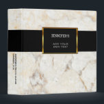 Modern elegant white gold marble black personal 3 ring binder<br><div class="desc">Modern elegant,  white gold marble and black patterned personal binder.
You can easily change the the text at the front and at the spine.</div>