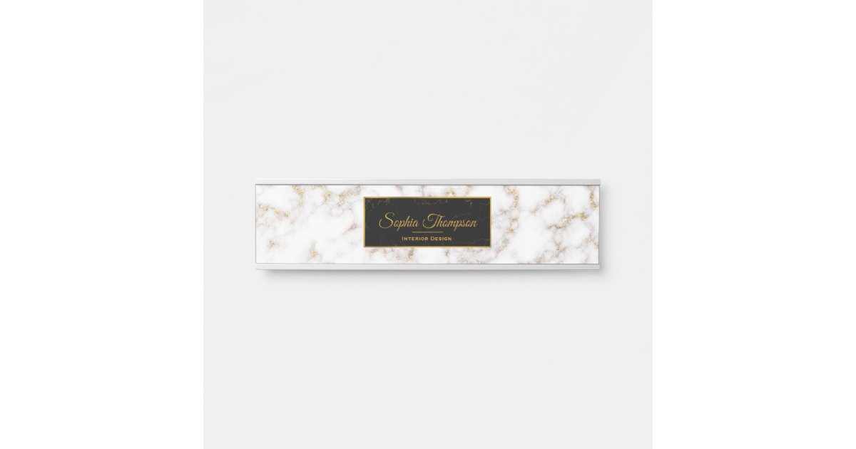 Modern Elegant White Gold Marble Name Name Plate Zazzle Com