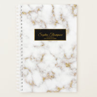 Modern Elegant White Gold Marble Name - Planner