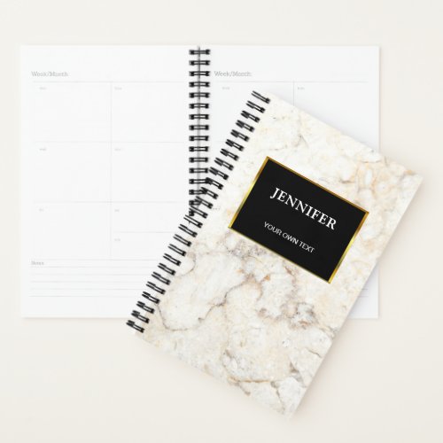 Modern elegant white gold marble pattern personal  planner