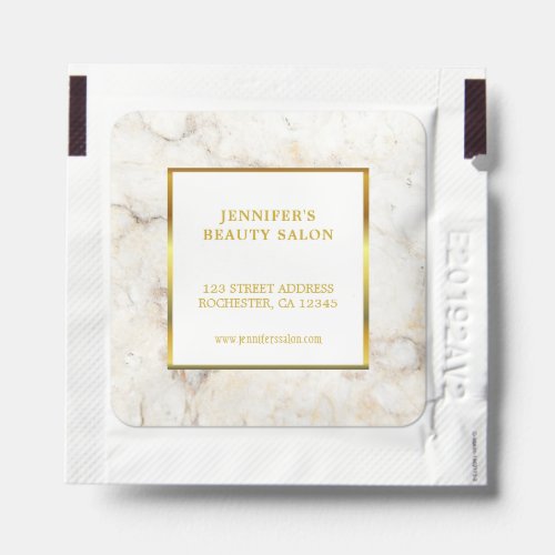 Modern elegant white gold marble professional hand sanitizer packet