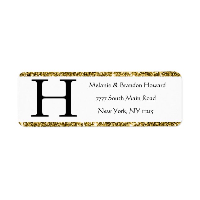 Modern Elegant White Gold Monogram Initial return Label (Front)