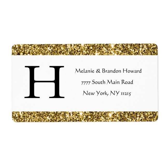 Modern Elegant White Gold Monogram Initial return  Label (Front)