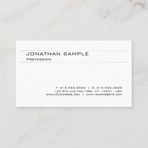 Modern Elegant White Gold Trendy Simple Design Business Card