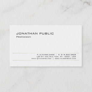 Modern Elegant White Gold Trendy Sleek Design Business Card