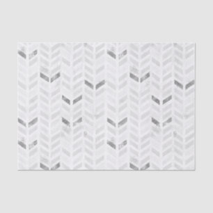 Modern Elegant White Gray Painted Chevron Pattern Tissue Paper