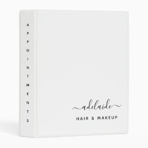 Modern Elegant White Hair Stylist Makeup Artist Mini Binder