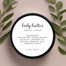 Modern elegant white ingredients list