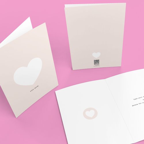 Modern Elegant White Light Pink Heart Mothers Day Card