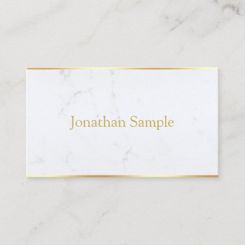 Modern Elegant White Marble Gold Text Template Business Card