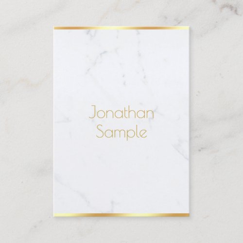Modern Elegant White Marble Gold Text Template Business Card