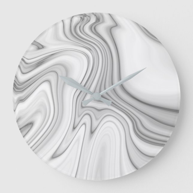 Modern Elegant White Marble Pattern Large Clock (Front)
