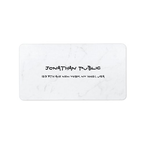 Modern Elegant White Marble Simple Plain Address Label
