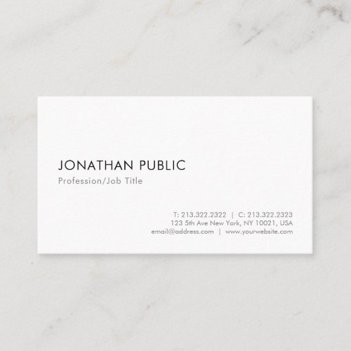 Modern Elegant White Minimalist Simple Template Business Card