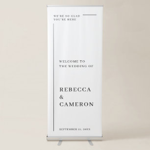 Modern Elegant White Minimalist Welcome Wedding Retractable Banner