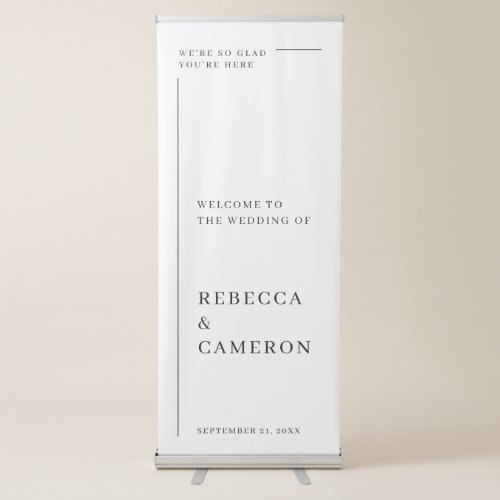 Modern Elegant White Minimalist Welcome Wedding Retractable Banner