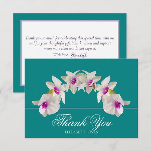 Modern Elegant White Orchid Arc Floral Thank You Card