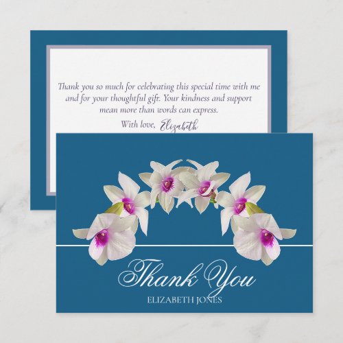 Modern Elegant White Orchid Arc Floral Thank You Card