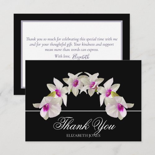 Modern Elegant White Orchid Arc Floral Thank You Card