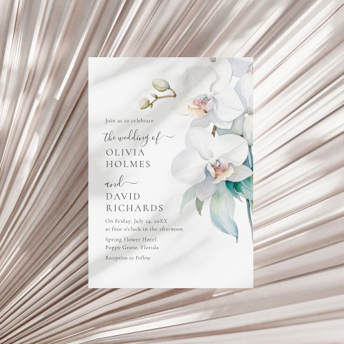 Modern Elegant White Orchid Wedding Invite