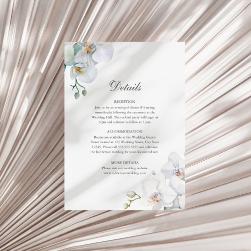 Modern Elegant White Orchids Wedding Details  Invitation