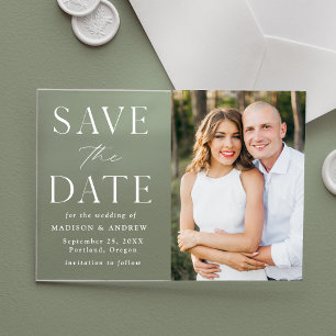 Modern Elegant White Photo Save the Date