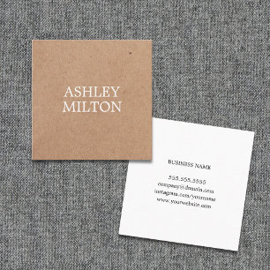 Modern Elegant White Printed Kraft Consultant Square Business Card