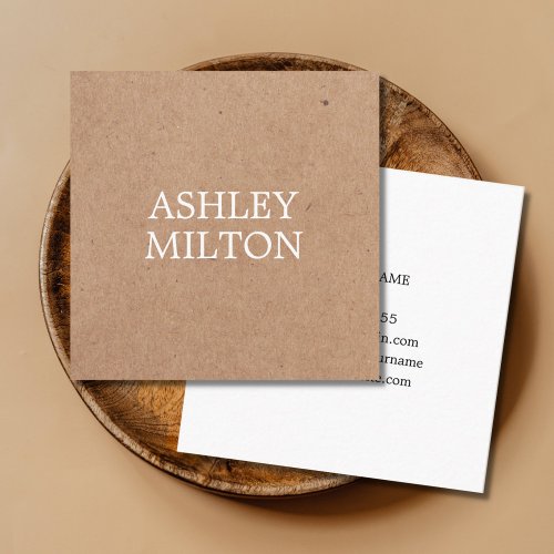 Modern Elegant White Printed Kraft Consultant Square Business Card