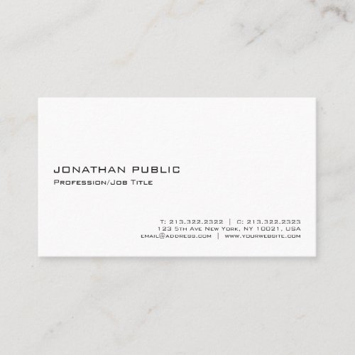 Modern Elegant White Professional Minimalistic Business Card