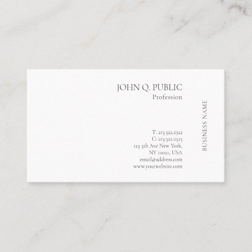 Modern Elegant White Professional Simple Design Business Card